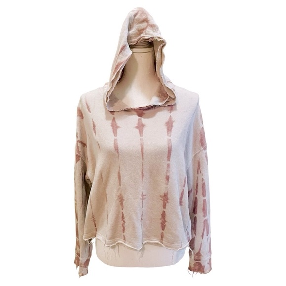 Chaser Pink Tie Dye Cropped Hooded Sweatshirt Medium - Picture 1 of 7